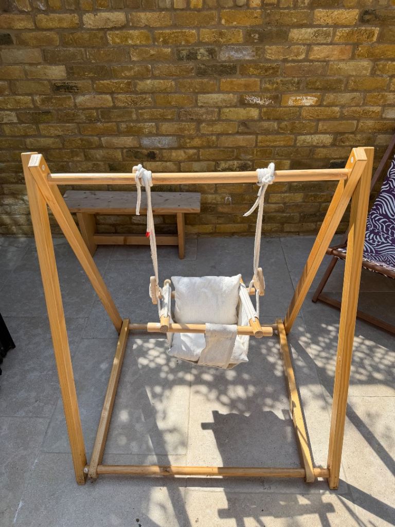 Wooden Baby Swing Frame with Fabric Seat