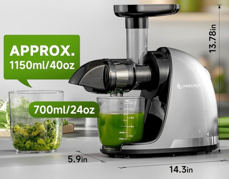 AMZCHEF Cold Press Slow Juicer – Powerful, Quiet & Easy Juicing Machine