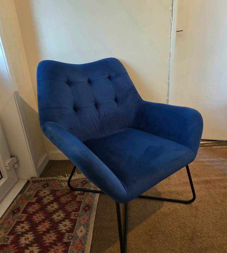 NEXT Luxe Velvet navy blue accent chair (One left)