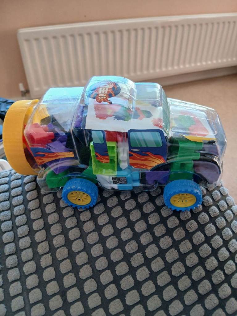 Car with building blocks