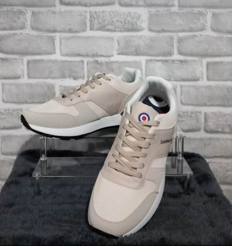 Mens off white and beige Lambretta Echo 2 trainers