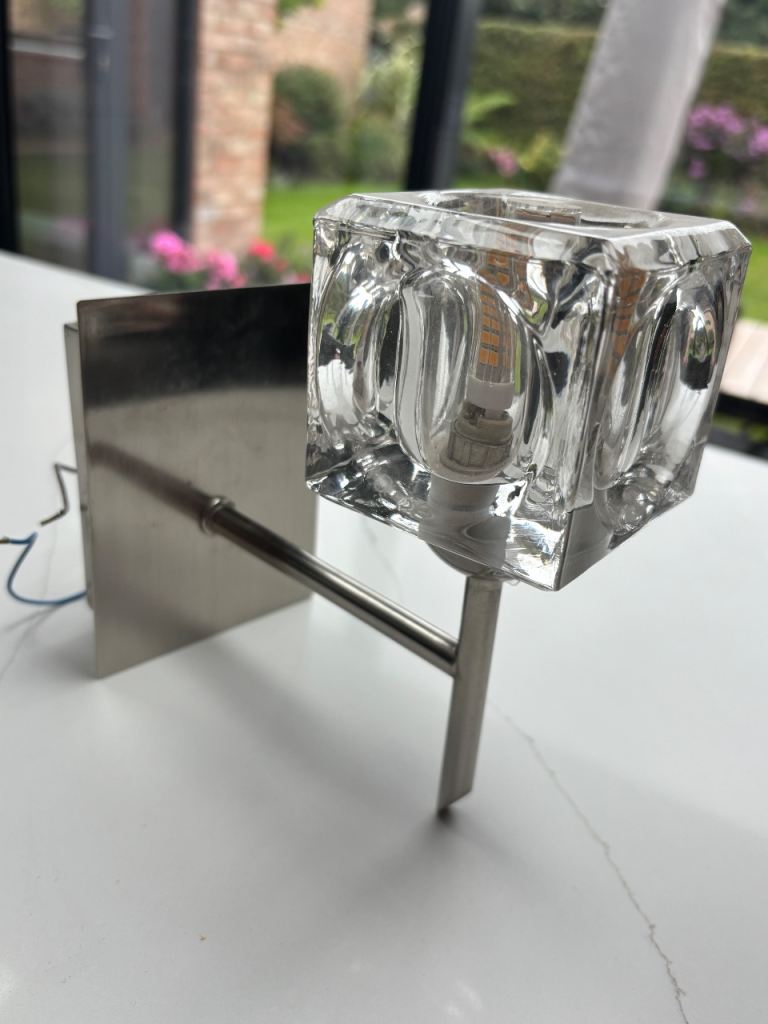 Modern Wall Light with Glass Shade – Silver, Good Condition