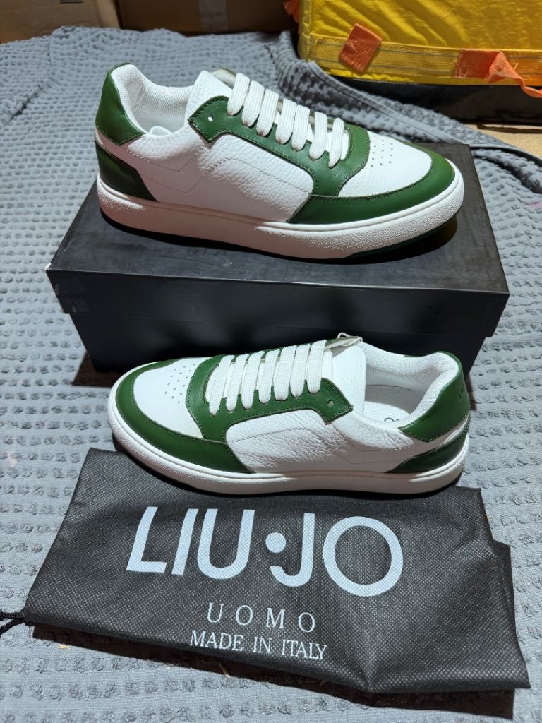 LIU JO Uomo Green and White Leather Sneakers - Size 40 UK 6.5 