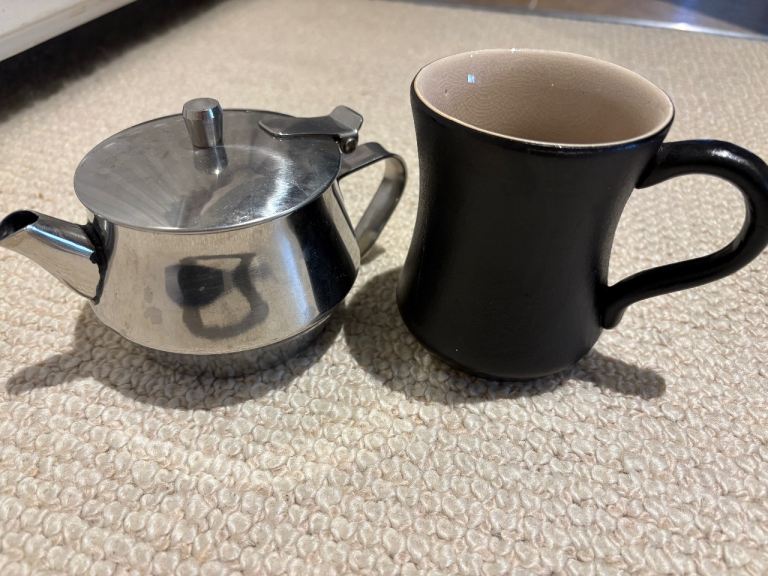 Small Stainless Steel Teapot and Mug Ideal for a single person