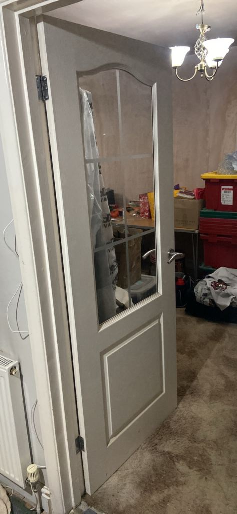 stylish lounge Door in wood with half glass panel White fully Painted 