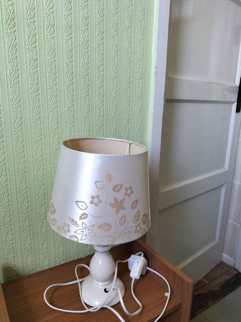 B&M Ceramic Bedside Lamp with Cream Floral Shade
