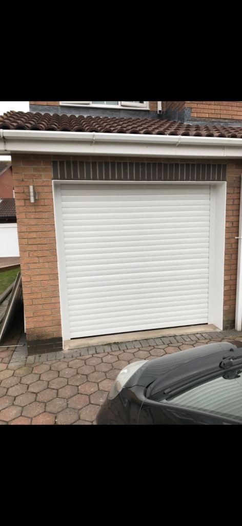 White garage roller door