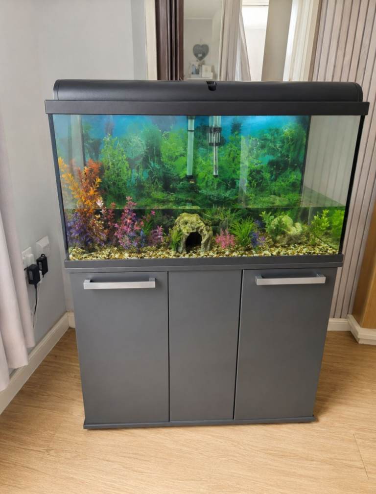 Large Fish Tank & Cabinet with Fluval Bluetooth Light & Tetra Filter – £250 ONO