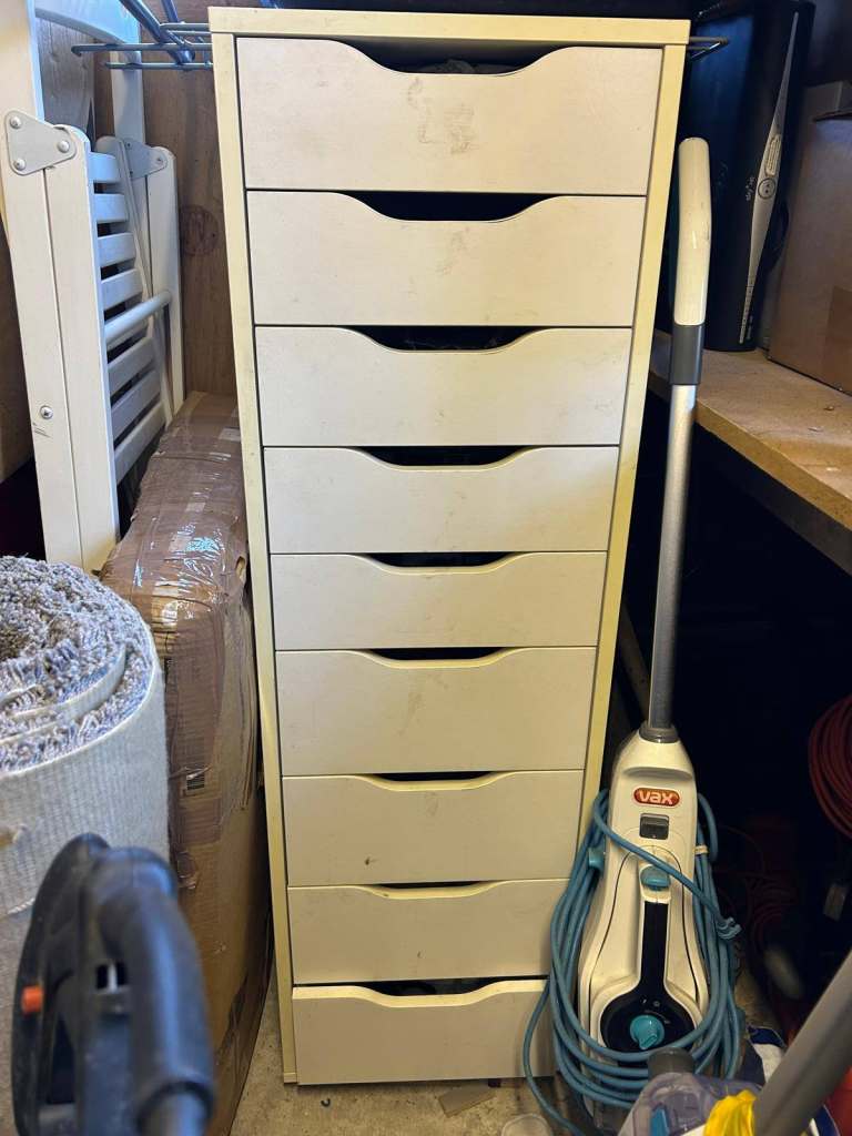 IKEA ALEX drawer unit for sale, featuring 9 functional drawers.