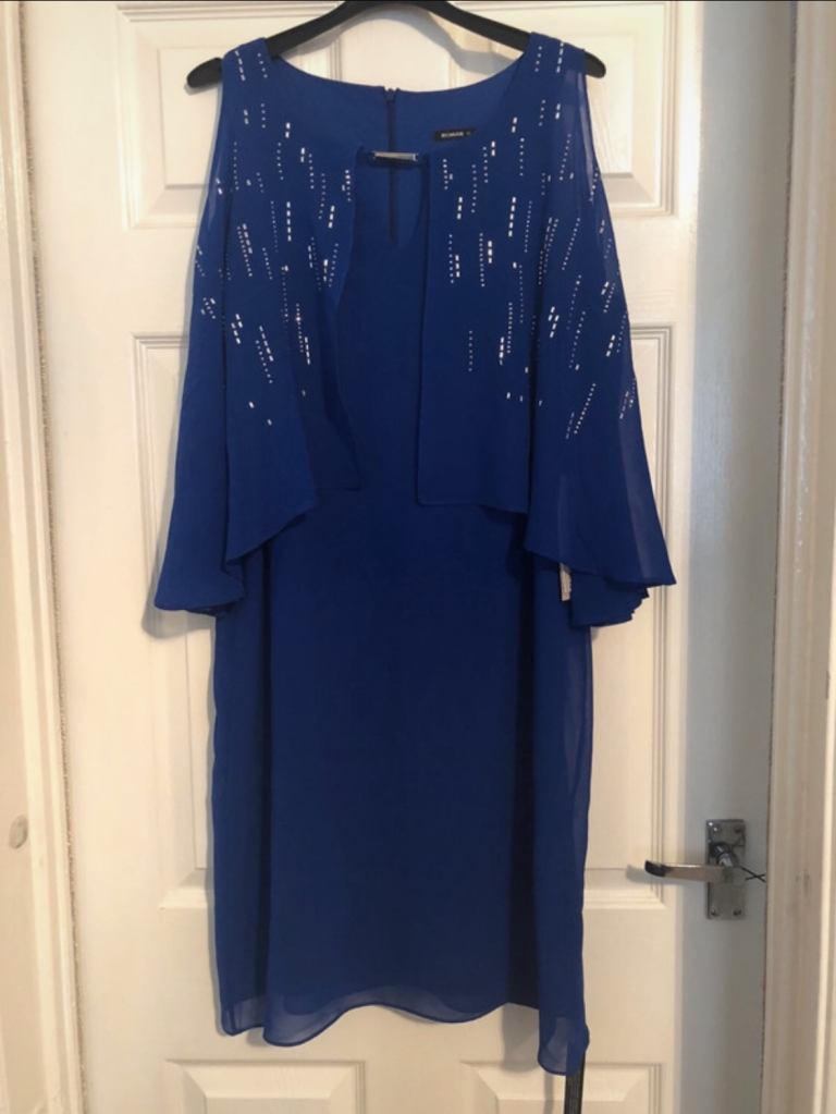 Brand New ROMAN Hotflix Overlay Dress in Royal Blue