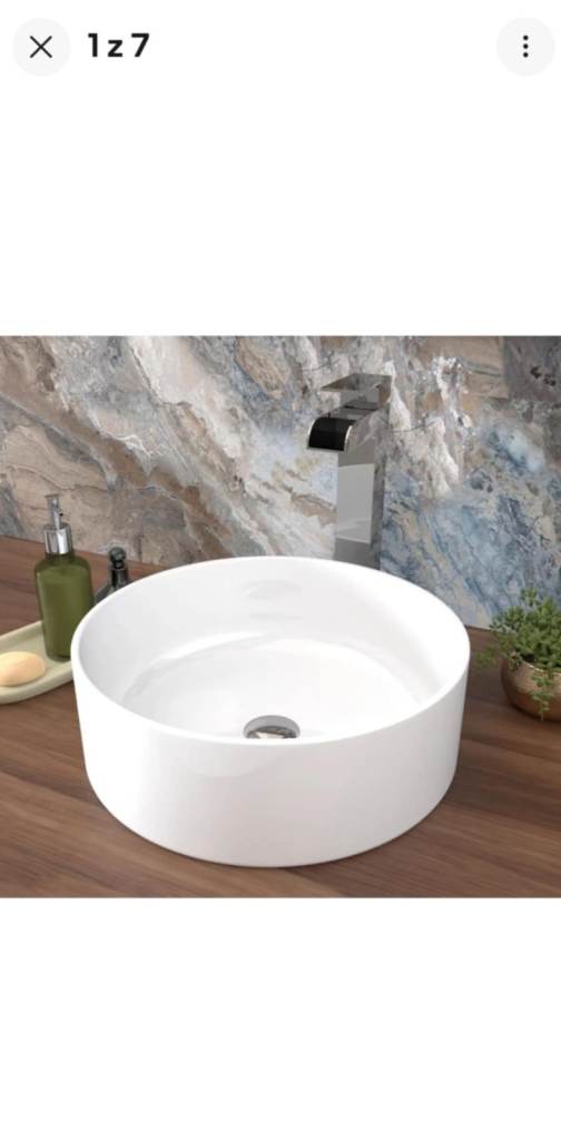 Nes Home Coley 360mm Countertop Basin Round Gloss White