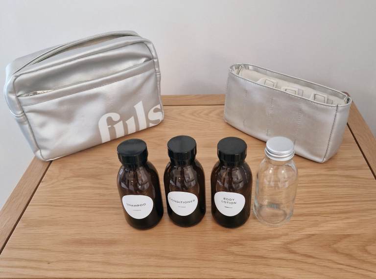Fiils Metallic Silver Travel Toiletry Bag Set + Glass Bottles | NEW Holiday & Festival Essential ☀️✨