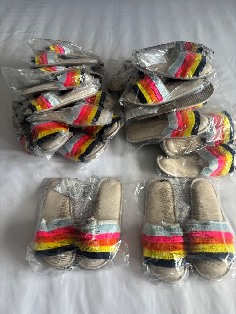 Women’s, Multi-Coloured, Layered Fringe Band, Slider Slippers - £1 each