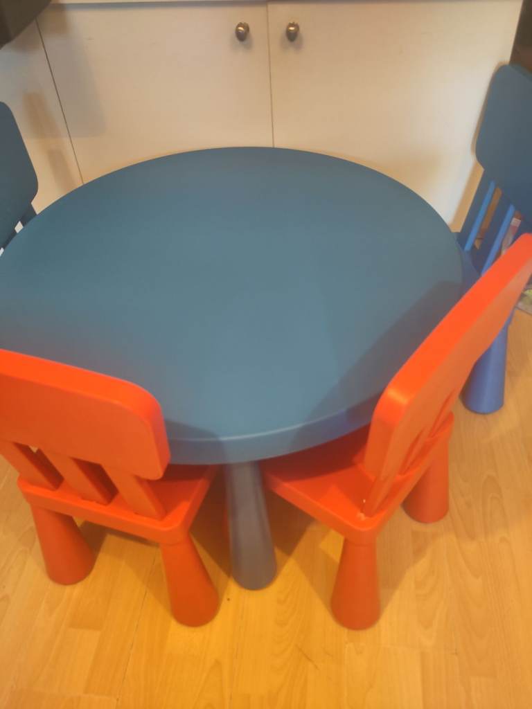 IKEA Mammut round kids table with 4 chairs