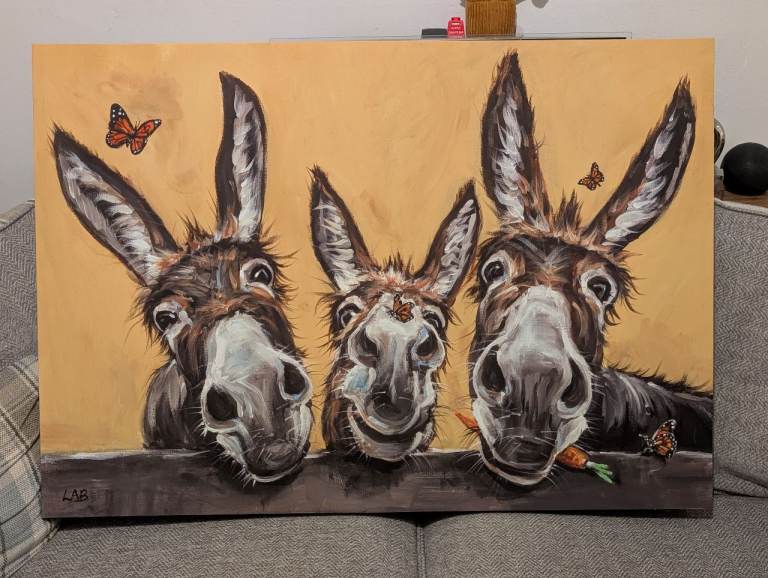 Large Cute Donkeys Print
