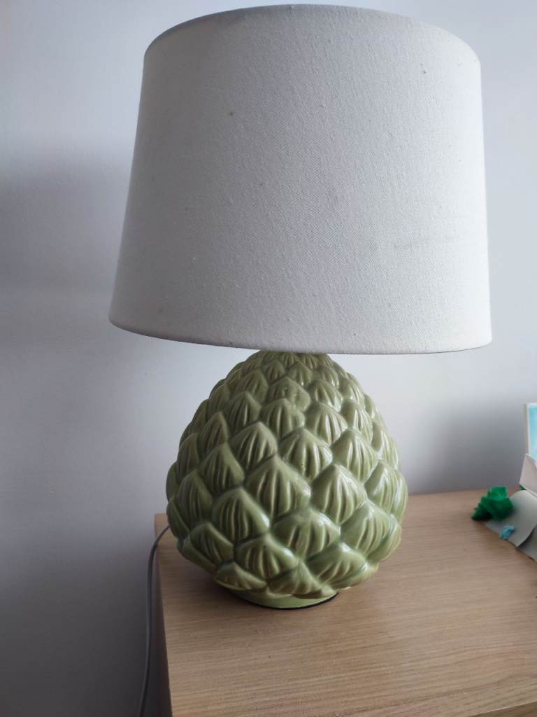 Pinecone Table Lamp - Green Ceramic Base, Good Condition