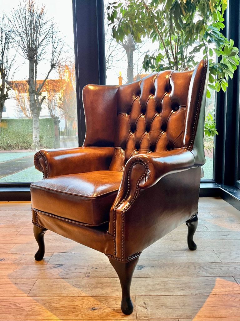Leather Chesterfield Wingback Armchair