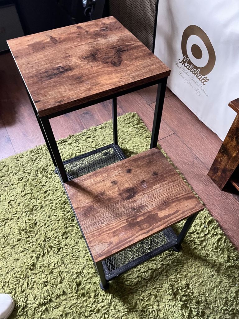 Small Wooden Side Table with Metal Frame – Good Condition
