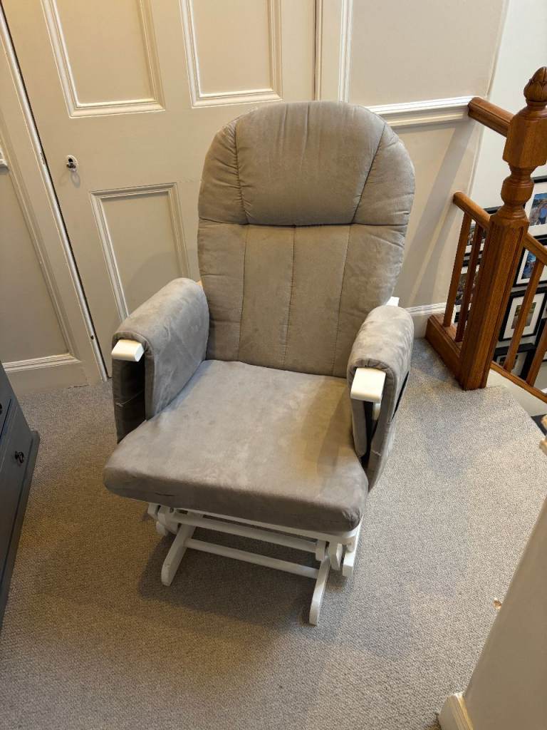 Mothercare Nursing Glider Chair + Footstool – Grey – Comfortable & Smooth – £45