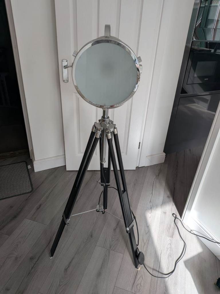 Chrome Tripod Floor Lamp - Excellent Condition