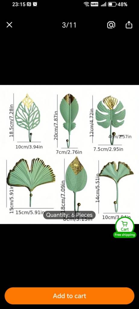 10 coat hooks brand new botanical leaf metal