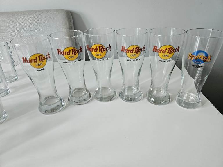 Hard Rock Cafe Pint Glasses - bundle of 6 various locations