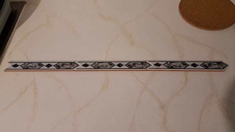 Decorative Ceramic Border Tiles – White & Grey, As Good As New