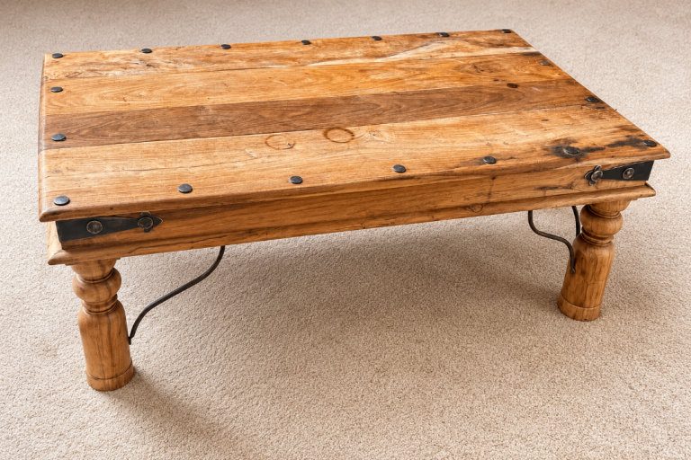 Solid Wood Coffee Table - Rustic Style, Good Condition