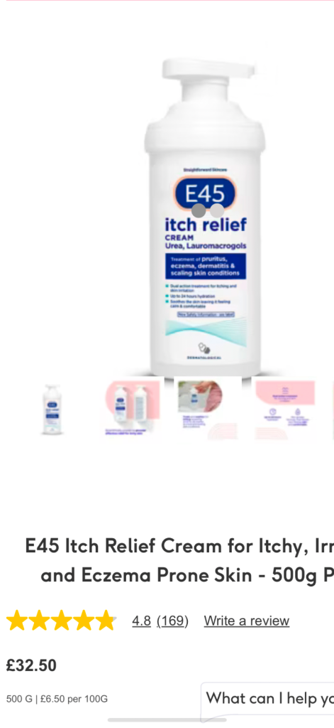 E 45 ITCH RELIEF CREAM 500G BRAND NEW SEALED 