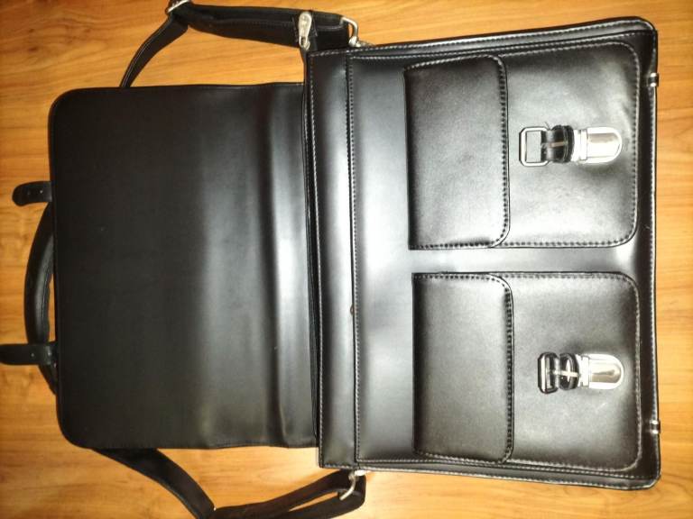 Planet 21 Black Leather Briefcase