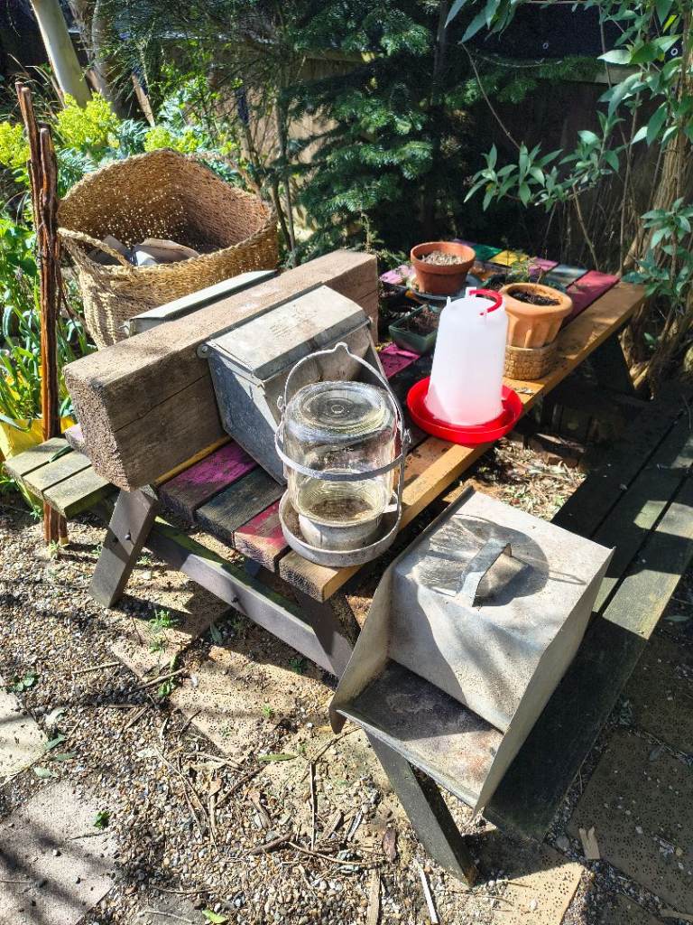 Vintage galvanised eltex chicken feeders and drinkers job lot