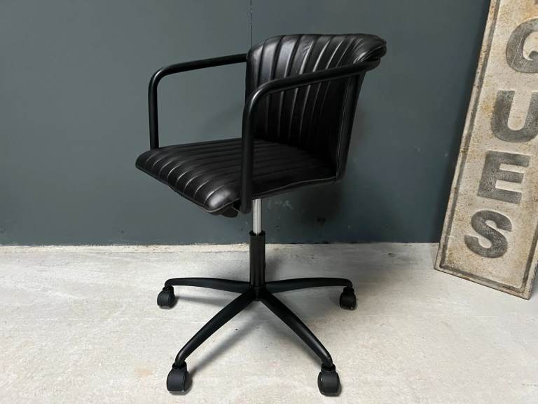 Ribbed Leather Height Adjustable Swivel Office Chair