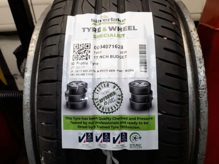 215 50 17 95y Zeta Alventi 6mm Part Worn Pressure Tyre