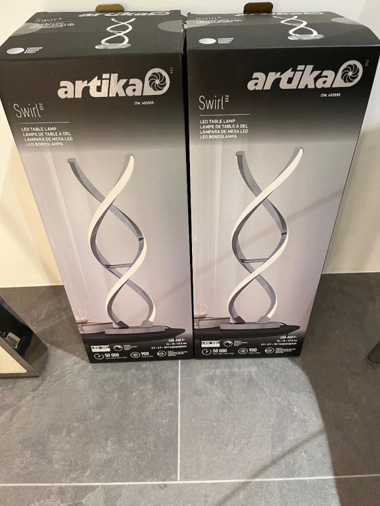 Stunning brand new led table lamps, still in box