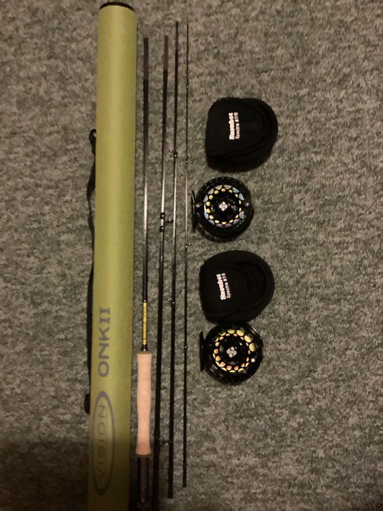 Vision Onk 11  ten foot seven weight fly rod and two Snowbee matching reels