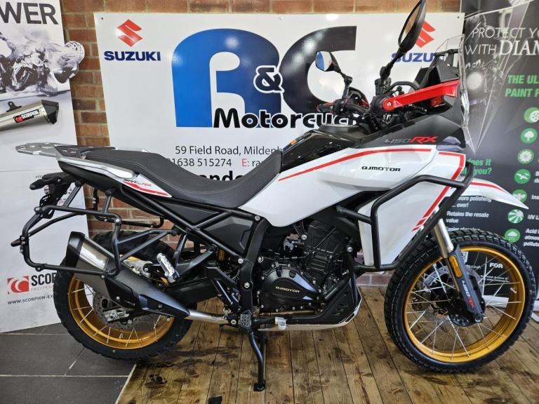 QJ Motor SRT450RX Adventure Bike with Full Luggage