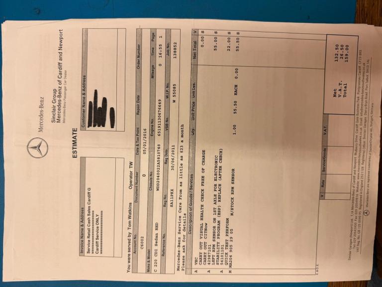 2011 Mercedes-Benz C Class C220 CDI BlueEFFICIENCY Sport 4dr Auto SALOON DIESEL Automatic