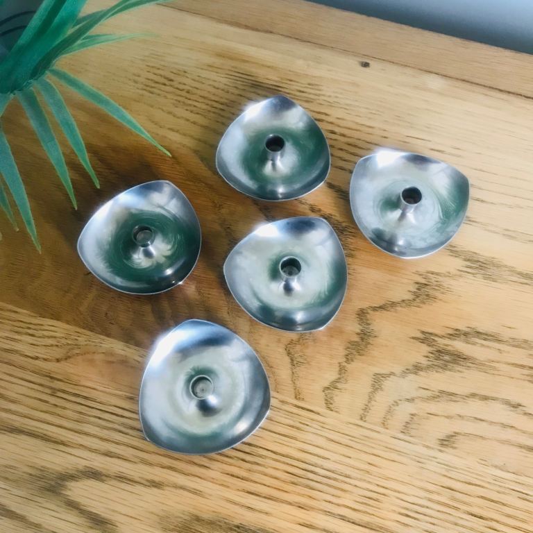 Vintage 50s 60s midcentury Danish stainless steel candle holders 