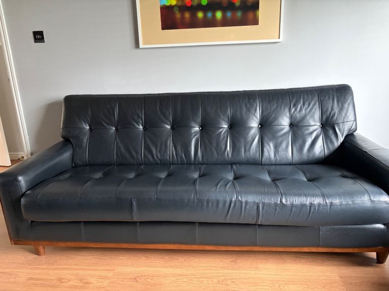 G-Plan vintage black leather sofa 
