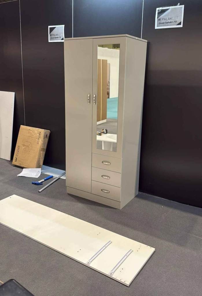 Door Wardrobe with Shelves & Mirror – Free Delivery & Assembly