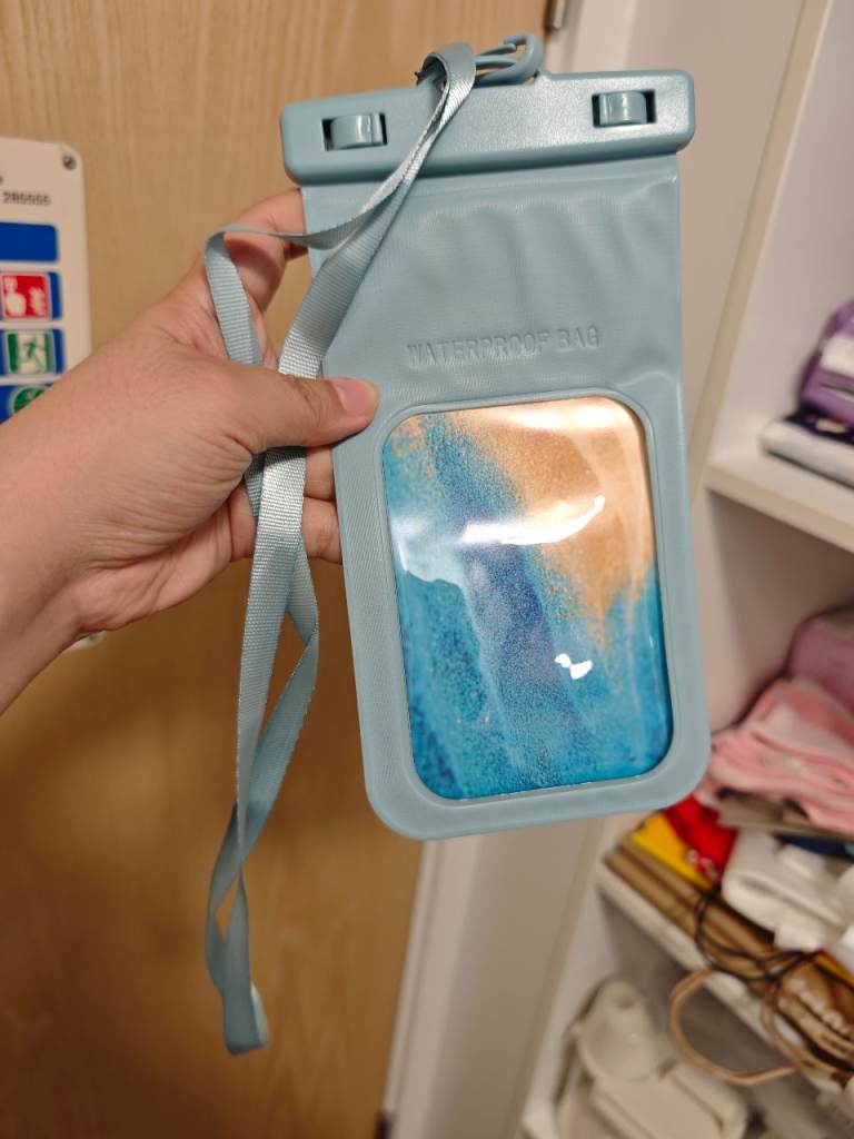 Waterproof Phone Pouch with Lanyard – Light Blue, As Good As New