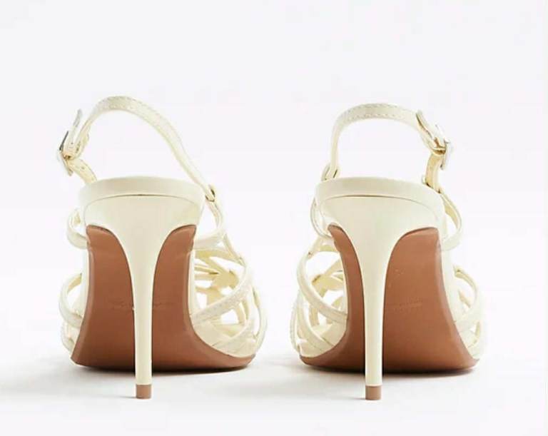 River Island Womens Heeled Sandals Yellow Caged Square Toe size 8 brand new in box