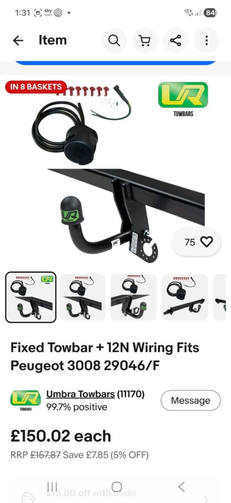 Towbar kit Peugeot 3008