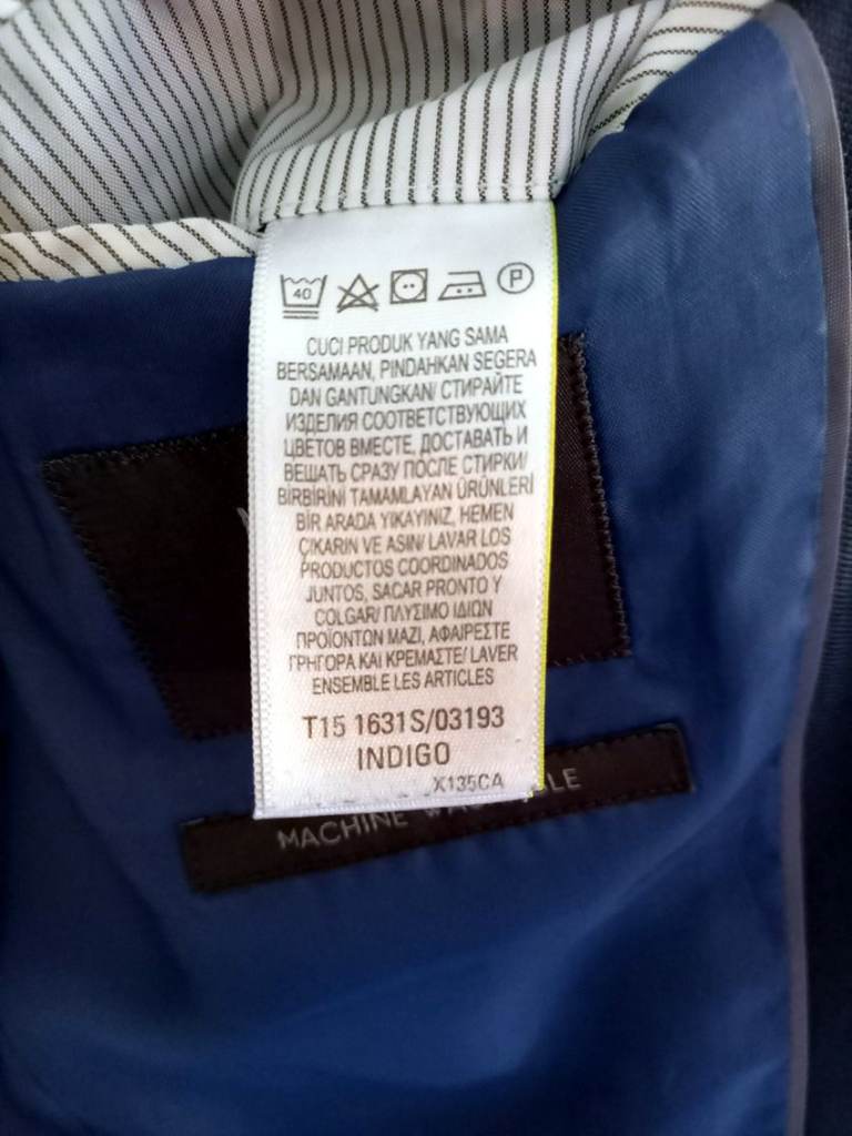 M&S Men's Modern Slim Fit Suit Indigo, 36 Inch Jacket, 2 x Trousers 32/33 inch; Washable