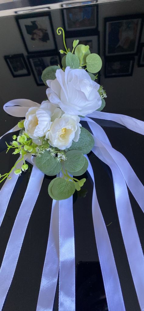 White Artificial Wedding Chair Decoration Flowers