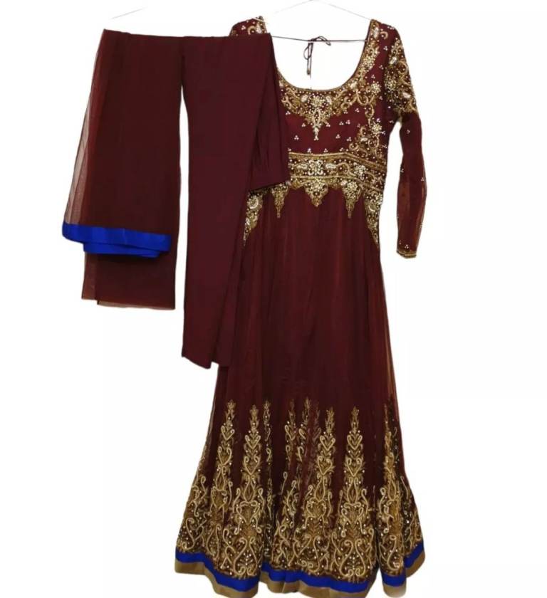 Pakistani Indian Asian Maxi Dress Stones and Embroidery for Parties Weddings Eid