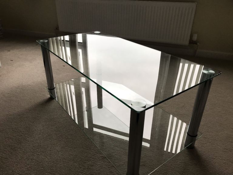 Glass Matrix Coffee Table with Shelf Made by Hygena Smoke and Pet Free Home 