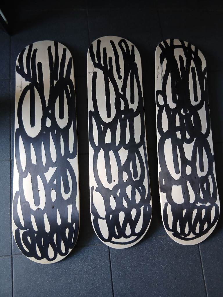 Slawn Limited edition Set of 3 Skateboard Decks – Black and Cream, brand new 
