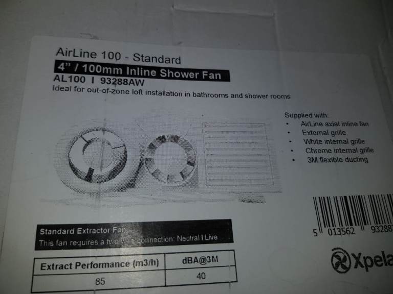 Xpelair AirLine 100 Inline Shower Fan - NEW