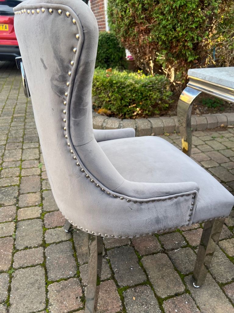 Marble and chrome dining table and 6 chairs 